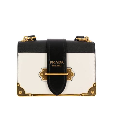 prada cahier tasche schwarz weiß|Weiss/schwarz Prada Cahier Schultertasche .